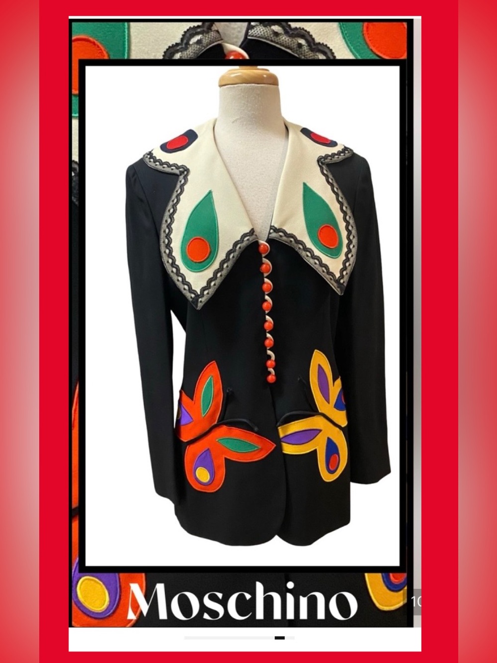 MOSCHINO Cheap & Chic Italy Black Butterfly Jacket Sz 46/12 ( fits like a 10) - Picture 10 of 10